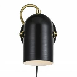 Nordlux schwenkbare E14 Wandleuchte Wandlampe Schwarz und messingfarbig mit Schalter ø 66 cm -Wandleuchten Verkaufsladen schwenkbare e14 wandleuchte wandlampe 50101003 3 nordlux 50101003