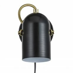 Nordlux schwenkbare E14 Wandleuchte Wandlampe Schwarz und messingfarbig mit Schalter ø 66 cm
