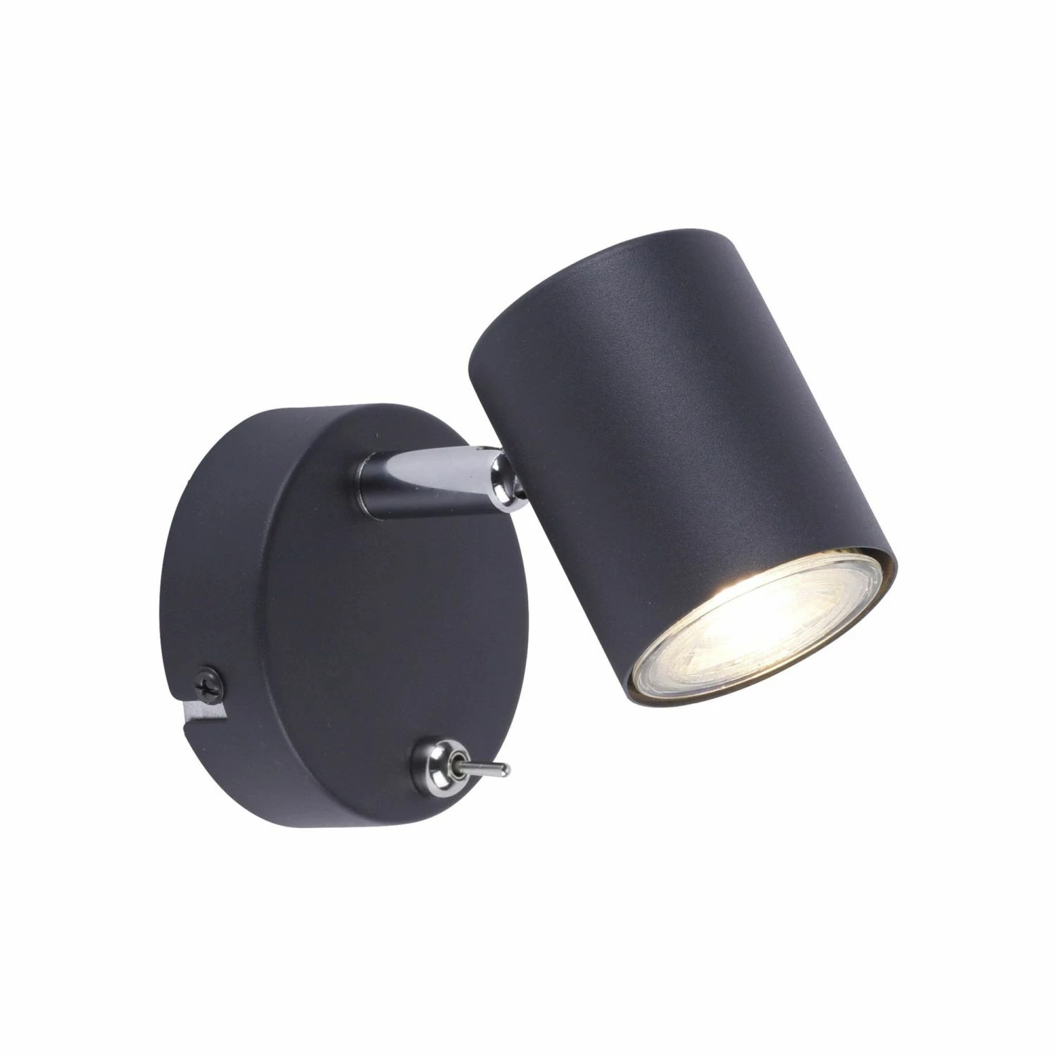 Leuchten Direkt schwenkbare höhenverstellbare runde Wandleuchte mit Glas matt Wandlampe anthrazit mit Schalter 1 Leuchten Direkt schwenkbare höhenverstellbare runde Wandleuchte mit Glas matt Wandlampe anthrazit mit Schalter