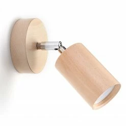 Sollux Schwenkbare Holz Wandleuchte mit zylindrischem Spot Holzlampe mit Chrom Akzente Wandstrahler -Wandleuchten Verkaufsladen schwenkbare holz wandleuchte mit 0701 1 sollux sl0701