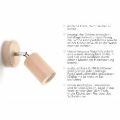 Sollux Schwenkbare Holz Wandleuchte mit zylindrischem Spot Holzlampe mit Chrom Akzente Wandstrahler -Wandleuchten Verkaufsladen schwenkbare holz wandleuchte mit 0701 4DE sollux sl0701