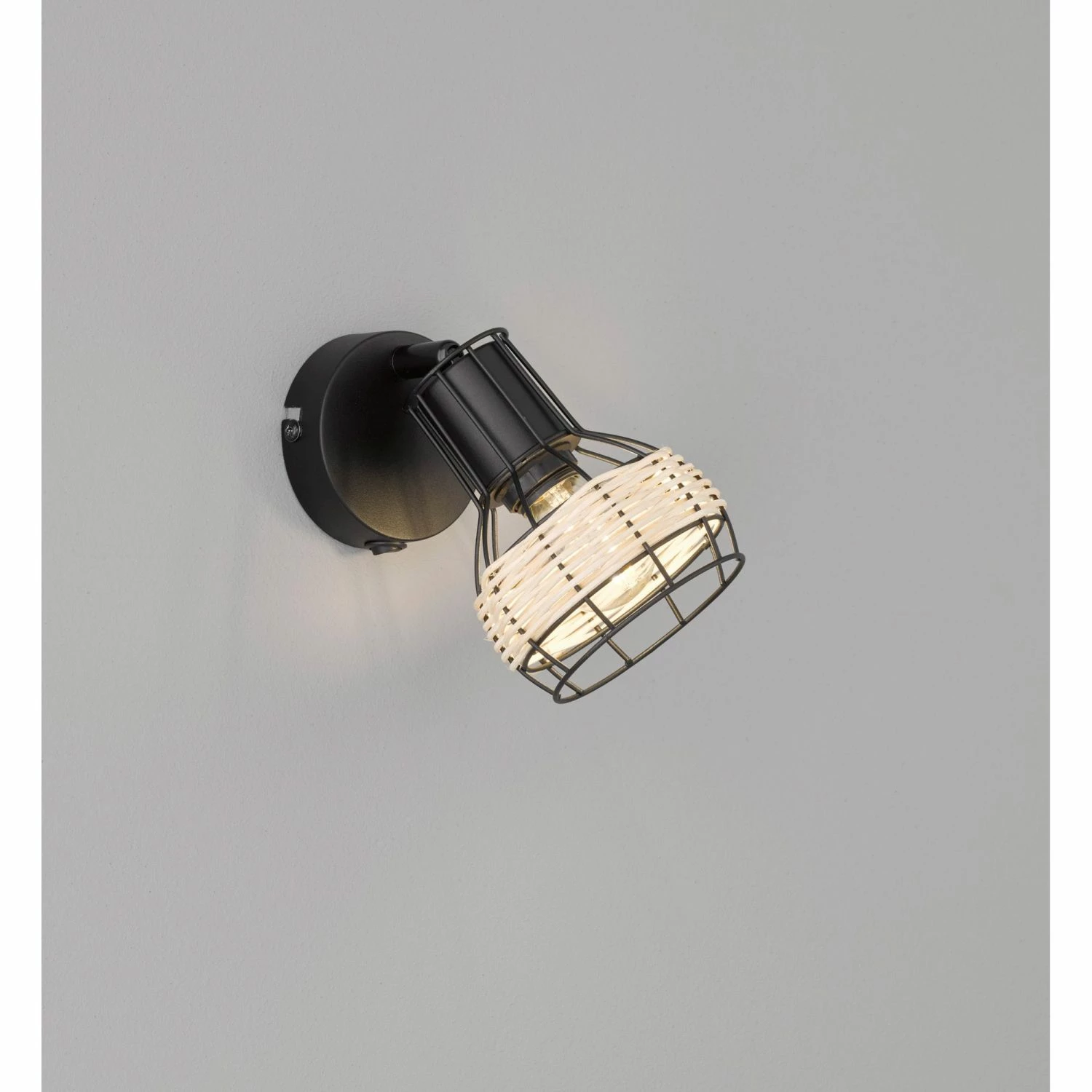 Fischer & Honsel schwenkbarer E14 Strahler Wandleuchte mit Korbgeflecht im Industrial-Stil Wandstrahler mit Schalter 10 x 15 cm 2 Fischer & Honsel schwenkbarer E14 Strahler Wandleuchte mit Korbgeflecht im Industrial-Stil Wandstrahler mit Schalter 10 x 15 cm – Bild 2