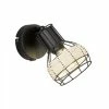 Fischer & Honsel schwenkbarer E14 Strahler Wandleuchte mit Korbgeflecht im Industrial-Stil Wandstrahler mit Schalter 10 x 15 cm