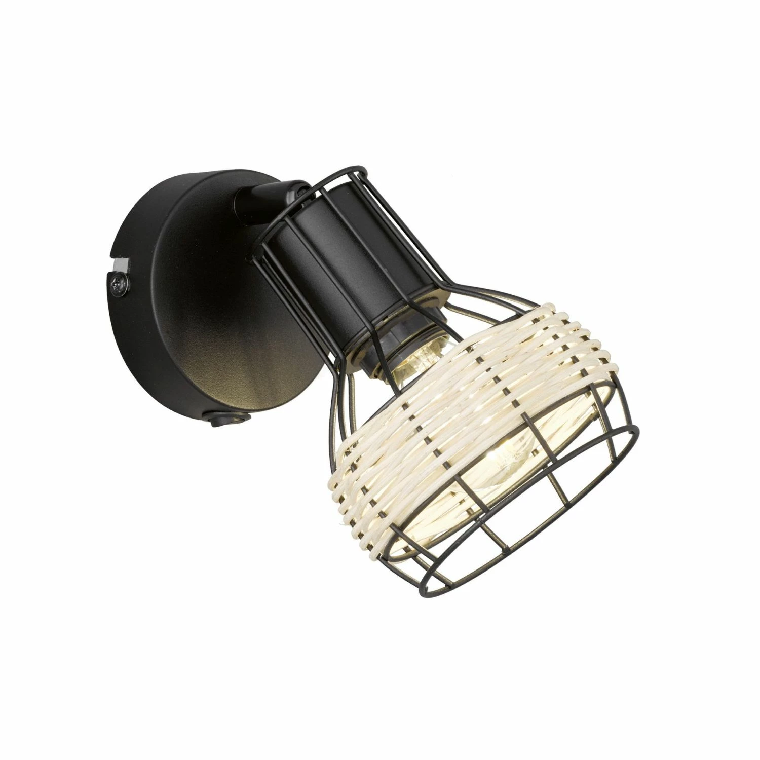 Fischer & Honsel schwenkbarer E14 Strahler Wandleuchte mit Korbgeflecht im Industrial-Stil Wandstrahler mit Schalter 10 x 15 cm 1 Fischer & Honsel schwenkbarer E14 Strahler Wandleuchte mit Korbgeflecht im Industrial-Stil Wandstrahler mit Schalter 10 x 15 cm