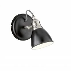Fischer & Honsel schwenkbarer E14 Wandstrahler mit Metallschirm schwarz nickel Wandlampe 12,5 x 18 cm