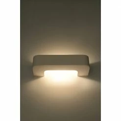 Sollux skandinavischene E27 Wandleuchte aus Keramik Wandlampe rechteckig weiß Akzentbeleuchtung 35,5 x 15 cm