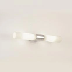 Illumina Astro Lighting Spiegelleuchte, Chrom, Glas weiß, Breite 36 cm, 2-flammig, dimmfähig