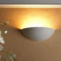LHG Lights Unlackierte Gipswandleuchte 31cm mit indirektem Lichtaustritt - zur Bemalung geeignet