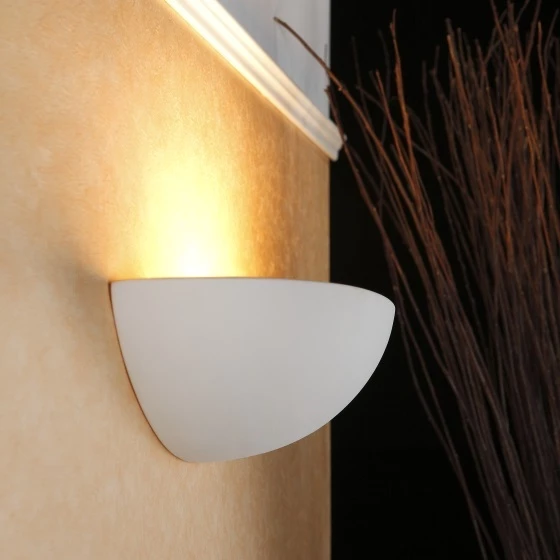 LHG Lights Unlackierte Gipswandleuchte 39cm mit indirektem Lichtaustritt - zur Bemalung geeignet 2 LHG Lights Unlackierte Gipswandleuchte 39cm mit indirektem Lichtaustritt - zur Bemalung geeignet – Bild 2