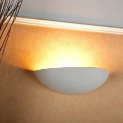 LHG Lights Unlackierte Gipswandleuchte 39cm mit indirektem Lichtaustritt - zur Bemalung geeignet