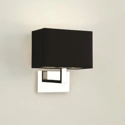 Illumina Astro Lighting Verchromte Wandleuchte Connaught, Stoffschirm schwarz