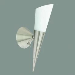 LHG Lights Wandfackel in Nickel matt mit weißem Glas inklusive 4W E14 LED Kerze