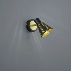 Trio Wandlampe Houston, schwarz matt / gold