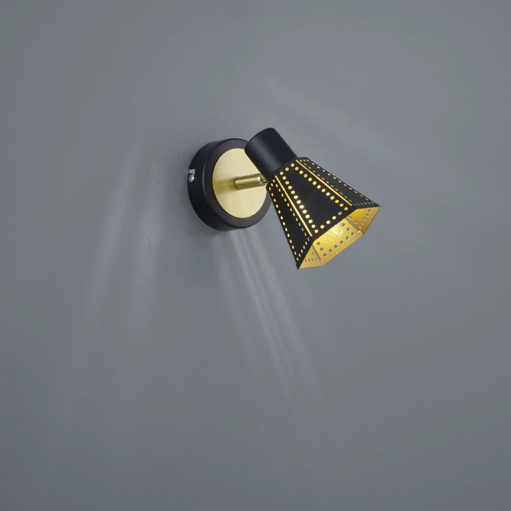 Trio Wandlampe Houston, schwarz matt / gold 1 Trio Wandlampe Houston, schwarz matt / gold