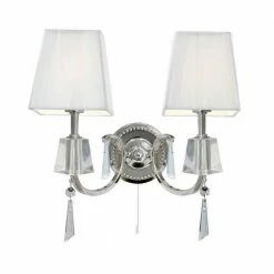 Searchlight Wandleuchte 2-flammig aus Chrom mit Stoffschirmen