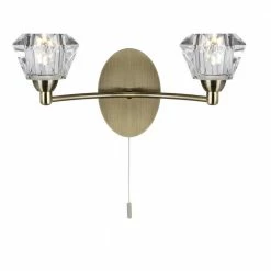 Searchlight Wandleuchte 2-flammig mit Kristallglas in 2 Oberflächen