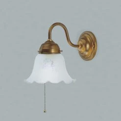 Berliner Messinglampen Wandleuchte aus Berliner-Messing mit geätztem Glasschirm Ø 17cm