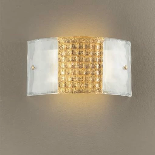 LAM Wandleuchte aus hochwertigem Glas - Golddekoration - L32 cm H 17 cm -Wandleuchten Verkaufsladen wandleuchte aus hochwertigem glasgolddekoration M1078301LAM lam 45161apcta2