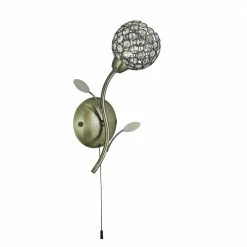 Searchlight Wandleuchte Bellis II mit schmuckvollem Glas in 2 Oberflächen