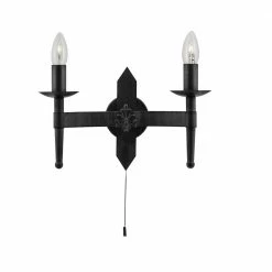 Searchlight Wandleuchte Cartwheel in matt Schwarz 2-flammig