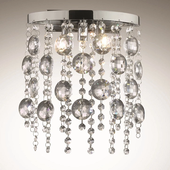 Ideal Lux Wandleuchte in Chrom mit geschliffenem Kristallbehang 1 Ideal Lux Wandleuchte in Chrom mit geschliffenem Kristallbehang