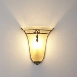 Searchlight Wandleuchte Elemente in Bronze Finish Scavoglas creme