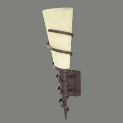 LHG Lights Wandleuchte in Fackeloptik aus Scavoglas im Landhausstil inklusive 4W E14 LED Kerze