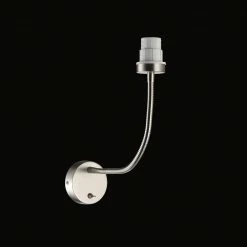 Fischer & Honsel Wandleuchte Flexarm, 1-flg, Nickel-matt, Stoffschirme oder Textilschirme kombinierbar, Fassung E27, mit Schalter