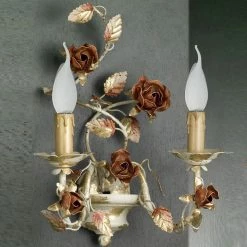 FERRO LUCE Wandleuchte florentiner Stil - 2-flammig - Eisen lackiert, Farbe: Pompej