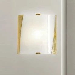 LAM Wandleuchte Glas mit Rahmen Gold oder Silber