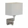 Steinhauer Wandleuchte inkl. beweglicher LED-Leselampe 3W, Hotel - Bettleuchte E27, mit Stoffschirm, silber beige, Kippschalter