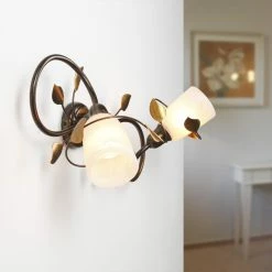 LHG Lights Wandleuchte im Landhausstil in Braun-antiker Oberfläche