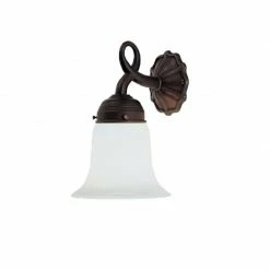 Berliner Messinglampen Wandleuchte in Messing-Antik mit geschwungenem Opalglas Ø 14cm