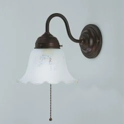 Berliner Messinglampen Wandleuchte in Messing-Antik mit geätztem Glasschirm Ø 17cm