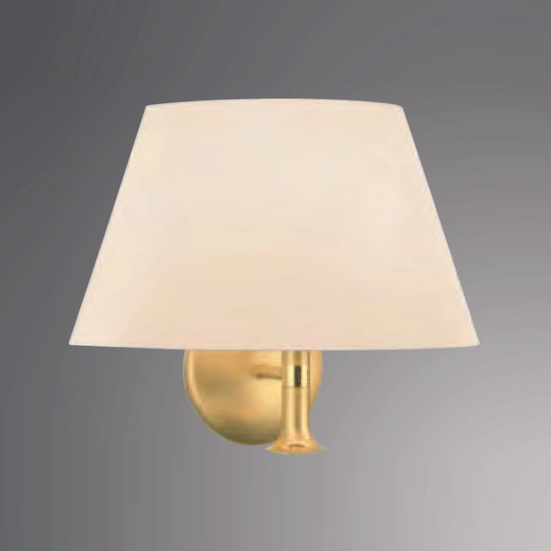 Hufnagel Wandleuchte in Messing-matt / blank, Chintzschirm satiniert creme 1 Hufnagel Wandleuchte in Messing-matt / blank, Chintzschirm satiniert creme