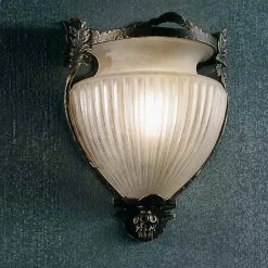 Robers Leuchten Wandleuchte mit gesandeten Glas, Schmiedeeisen