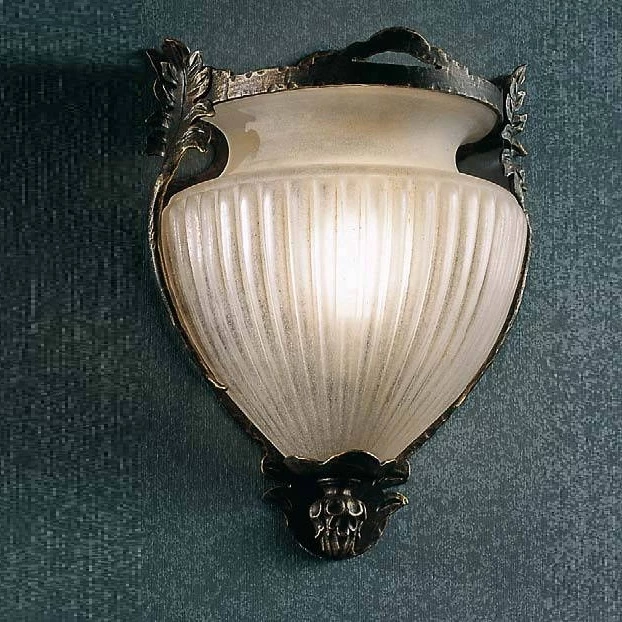 Robers Leuchten Wandleuchte mit gesandeten Glas, Schmiedeeisen 1 Robers Leuchten Wandleuchte mit gesandeten Glas, Schmiedeeisen