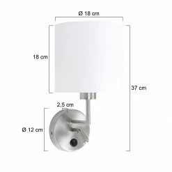 Steinhauer Wandleuchte mit LED Leselampe 2,5W inkl., silberfarbene Hotel Bettlampe, weißer Leinenschirm, mit Direktschalter, E27 13 Steinhauer Wandleuchte mit LED Leselampe 2,5W inkl., silberfarbene Hotel Bettlampe, weißer Leinenschirm, mit Direktschalter, E27 -Wandleuchten Verkaufsladen wandleuchte mit led leselampe 1562ST 7 steinhauer 1562st
