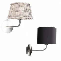Dirk Davids Leuchten GmbH Wandleuchte mit Schirm Rattan oder Chintz Schwarz