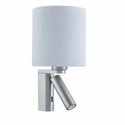 Searchlight Wandleuchte mit zusätzlichem LED Leuchtenarm in Silber satiniert