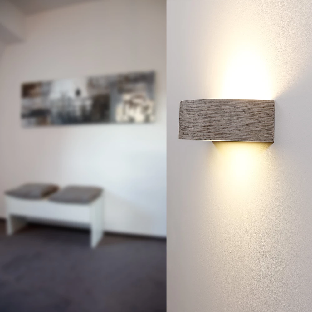 Cleoni Wandleuchte Nola K1 in Eiche grau 3 Cleoni Wandleuchte Nola K1 in Eiche grau – Bild 3