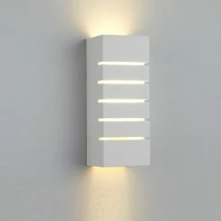 Searchlight Wandleuchte rechteckig aus Gips, Up & Down Lichteffekt, diffus, Lichtschlitze, weiß überstreichbar