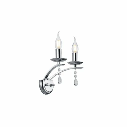 Trio Wandleuchte, 2-flammig, dekorativ, Chrom, Glasbehang, LED geeignet -Wandleuchten Verkaufsladen wandleuchte2flammigdekorativchromglasbehangled geeignet 201600206 trio 201600206