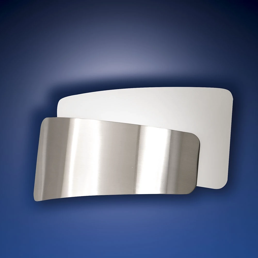 Fabas Wandleuchte, flach, Nickel, Glas weiß, Up&Down, E27 Fassung für LED 2 Fabas Wandleuchte, flach, Nickel, Glas weiß, Up&Down, E27 Fassung für LED – Bild 2