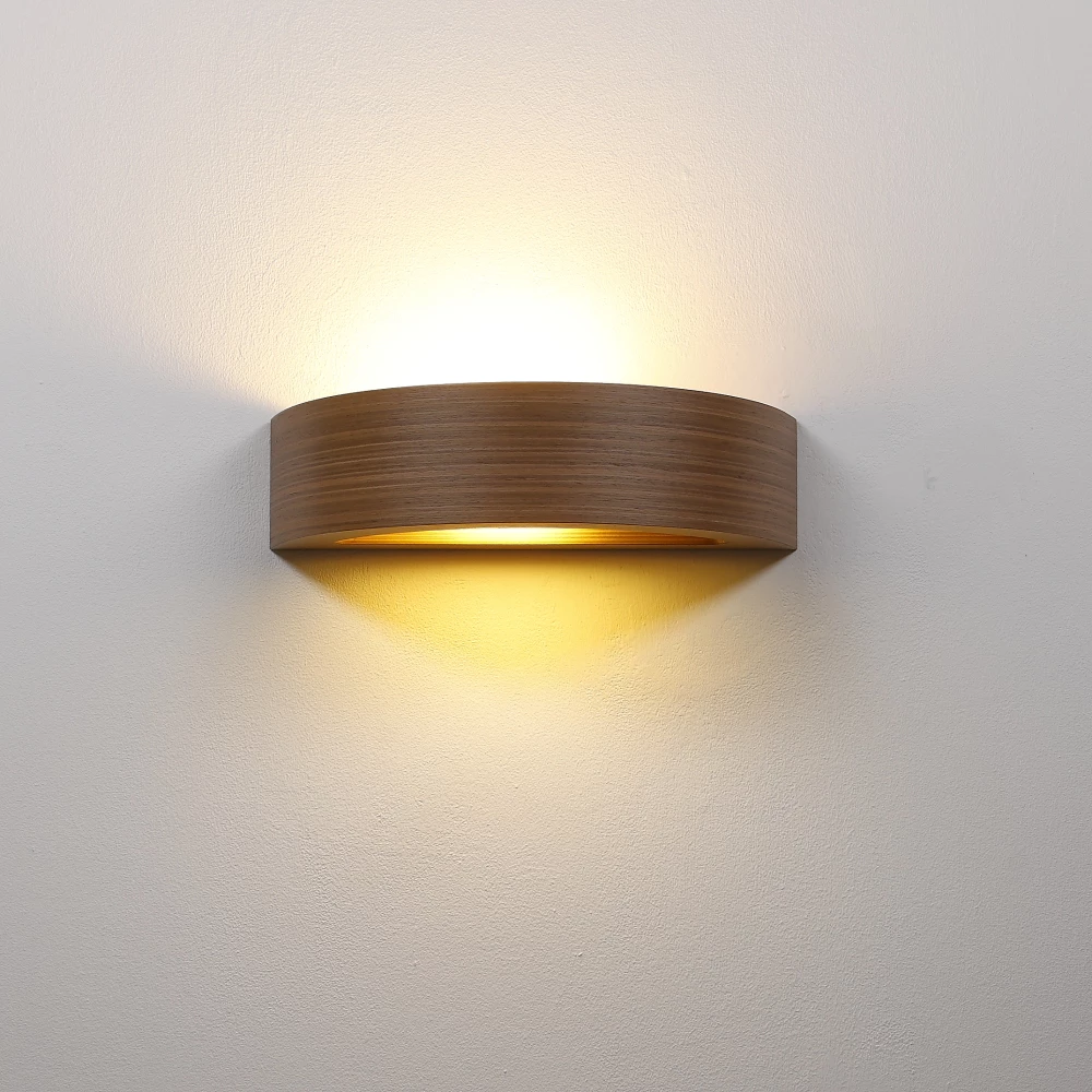 Cleoni Wandleuchte, Furnierholz, Eiche, indirektes Licht, Glasscheibe 4 Cleoni Wandleuchte, Furnierholz, Eiche, indirektes Licht, Glasscheibe – Bild 4