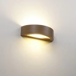 Cleoni Wandleuchte, Furnierholz, Eiche, indirektes Licht, Glasscheibe