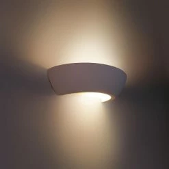 Cleoni Wandleuchte, Gipswandleuchte, Weiß, Up and Down, mediterran