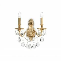 Ideal Lux Wandleuchte, klassisch, gold, Kristallbehand, 2-flammig, LED geeignet