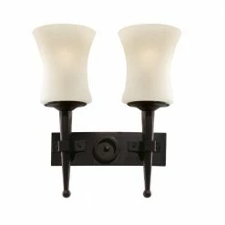 Searchlight Wandleuchte, Landhaus, braun-schwarz, Scavoglas, 2-flammig