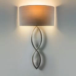 Illumina Astro Lighting Wandleuchte, Nickel-matt, Stoffschirm, modern, 3 Schirmfarben